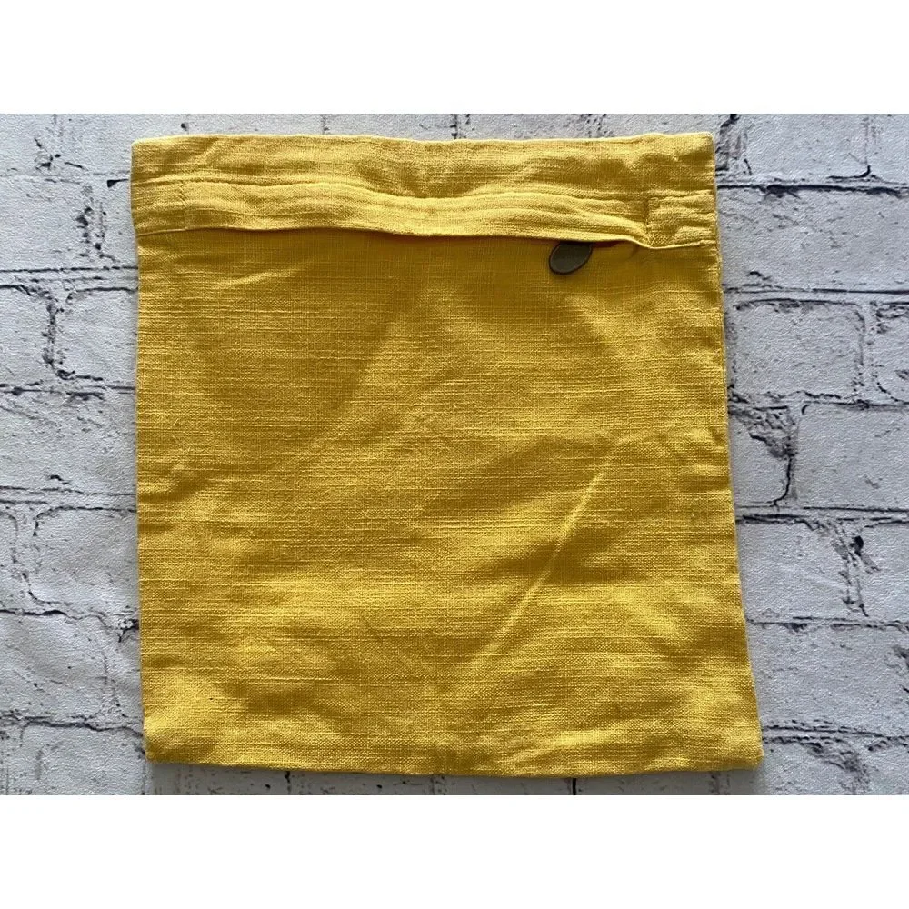 Vintage Pier 1 Beaded Pillow Cover Yellow Excellent Condition Logo‎ Pull 11x11